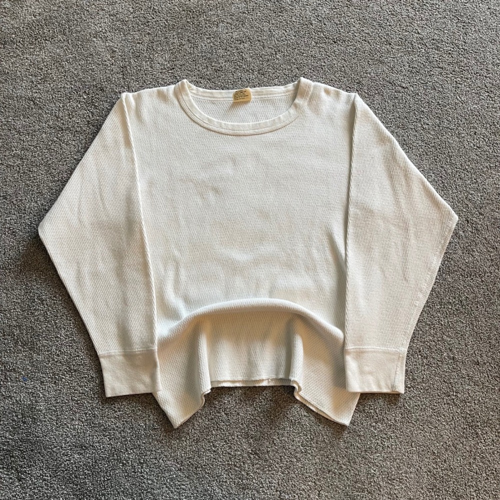 90s Mens St Johns Bay Thermal Shirt L Cream Excellent Waffle Knit Made in USA